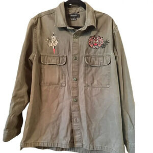 Urban Outfitters Men’s Military style Jacket Tiger Embroidery Button front